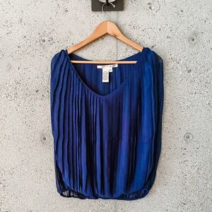 Max Studio Royal Blue Pleated Blouse
